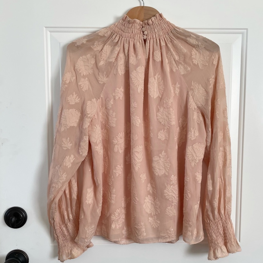 NWT Rebecca Taylor long sleeve rose met top in ballet 696 - Picture 4 of 6